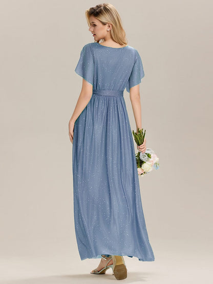 ever EMBERLY|Tie-Waist Ruffle Sleeve Maxi Bridesmaid Dress