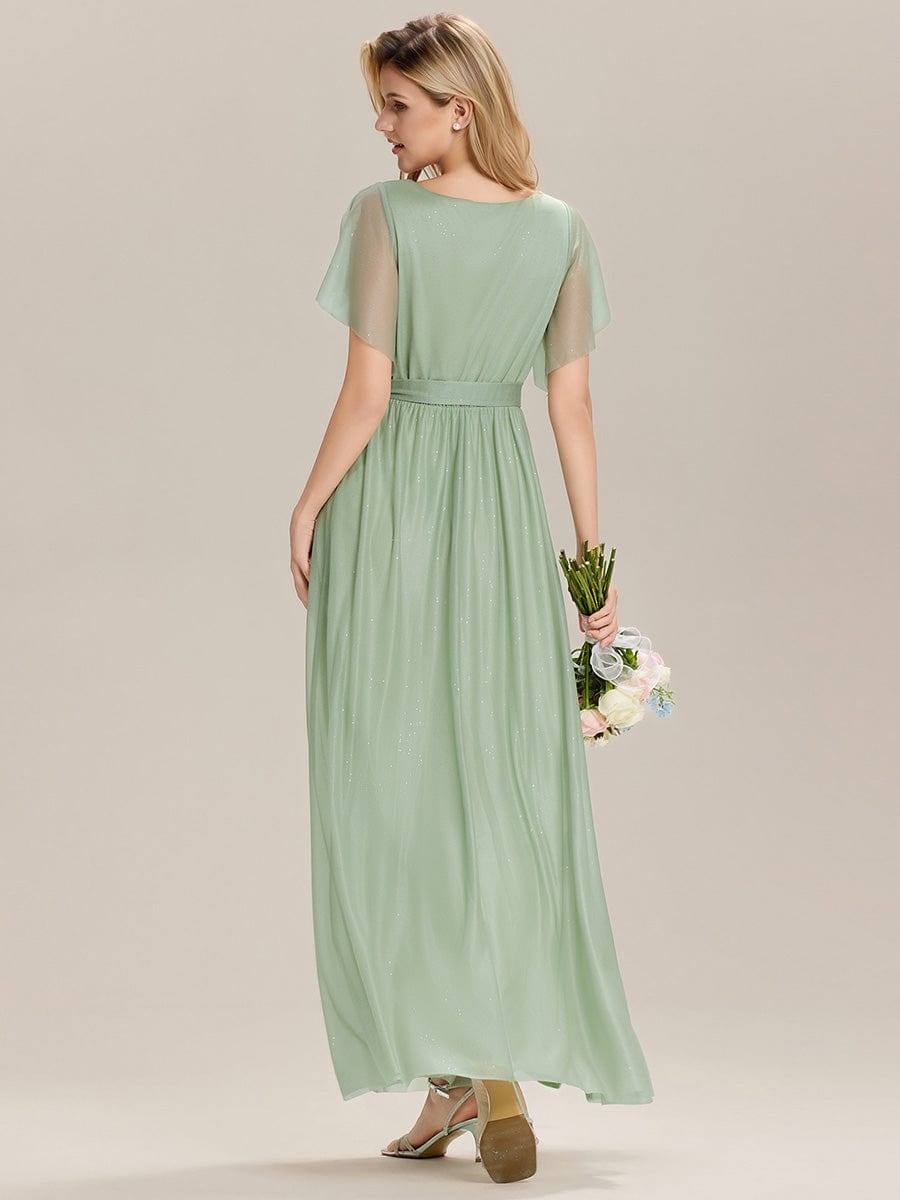 ever EMBERLY|Tie-Waist Ruffle Sleeve Maxi Bridesmaid Dress