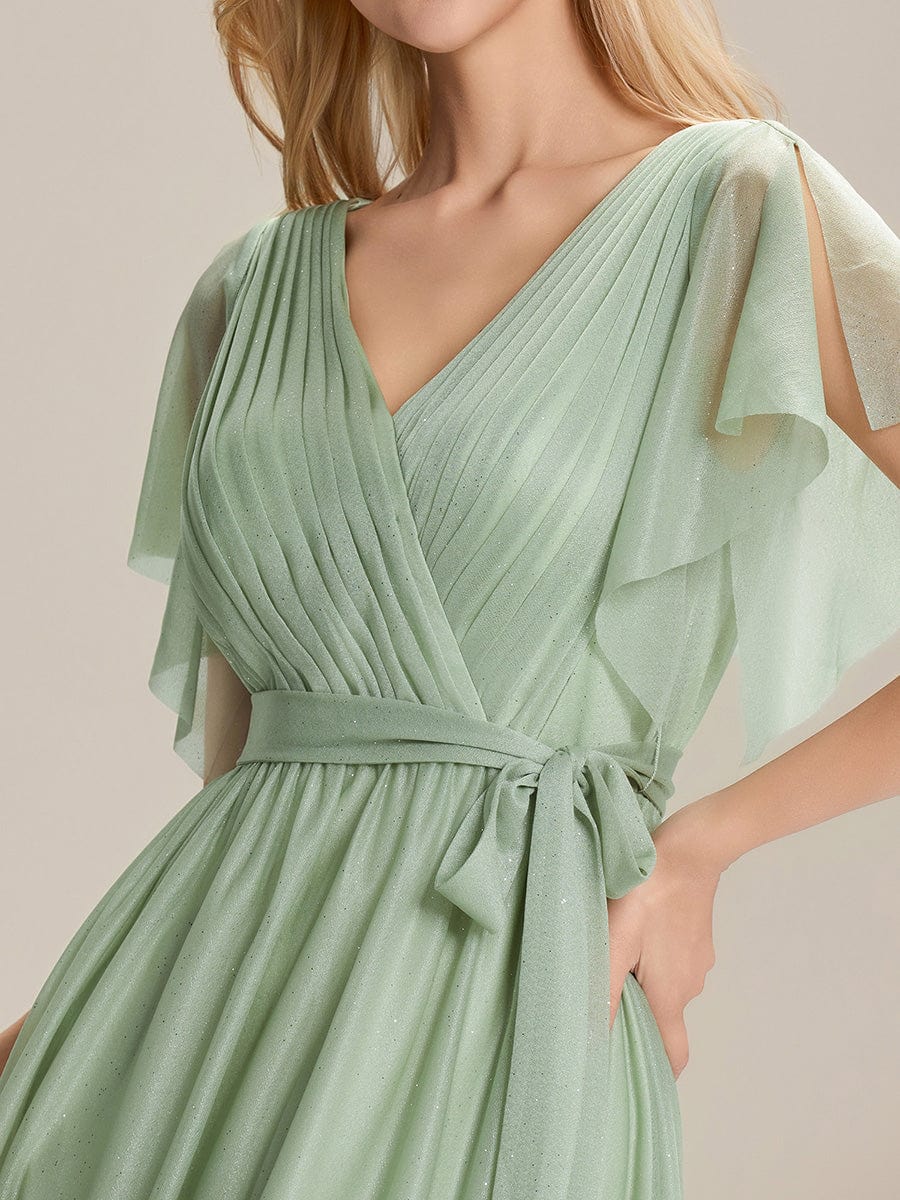 ever EMBERLY|Tie-Waist Ruffle Sleeve Maxi Bridesmaid Dress