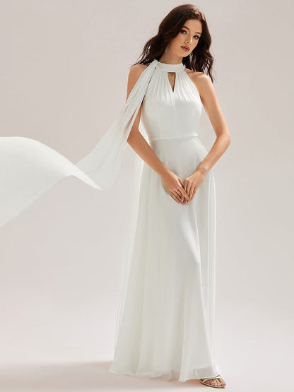 ever JULIE|Cut-Out Chiffon Maxi Dress With Flowy Ribbons