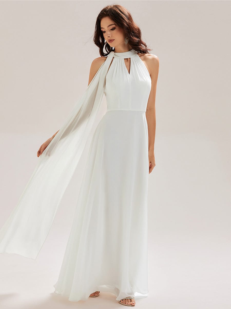ever JULIE|Cut-Out Chiffon Maxi Dress With Flowy Ribbons