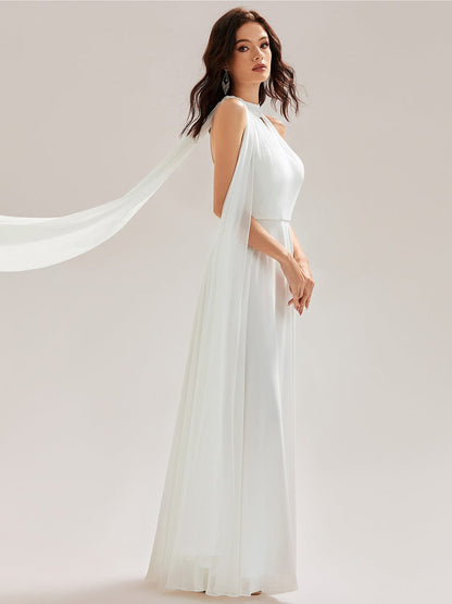 ever JULIE|Cut-Out Chiffon Maxi Dress With Flowy Ribbons