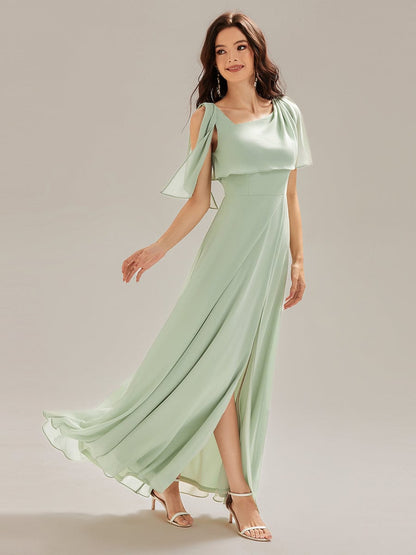 ever SABRINA|Thigh-High Slit Chiffon Sleeveless Maxi Dress