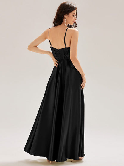 ever TRISH|Satin Sleeveless A-Line Maxi Dress