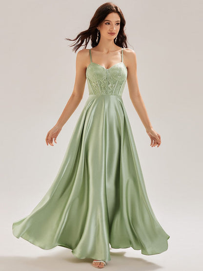 ever TRISH|Satin Sleeveless A-Line Maxi Dress