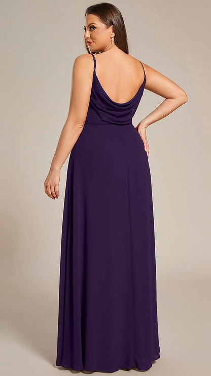 pretty NOVA|Plus Size Draped Back Criss-Cross Chiffon A-Line Dress