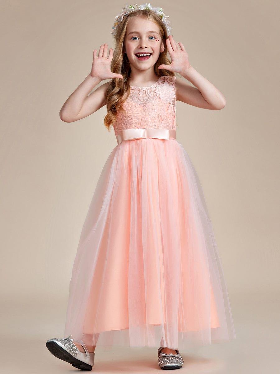 ROSA MAE|Princess Bow Sleeveless Lace Tulle Flower Girl Dress