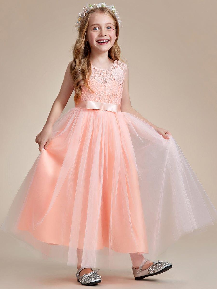 ROSA MAE|Princess Bow Sleeveless Lace Tulle Flower Girl Dress