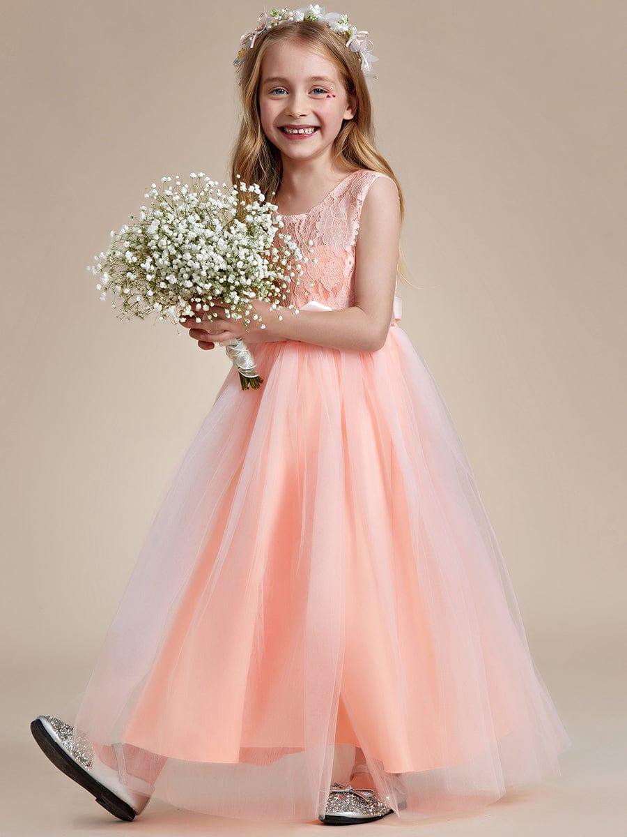 ROSA MAE|Princess Bow Sleeveless Lace Tulle Flower Girl Dress