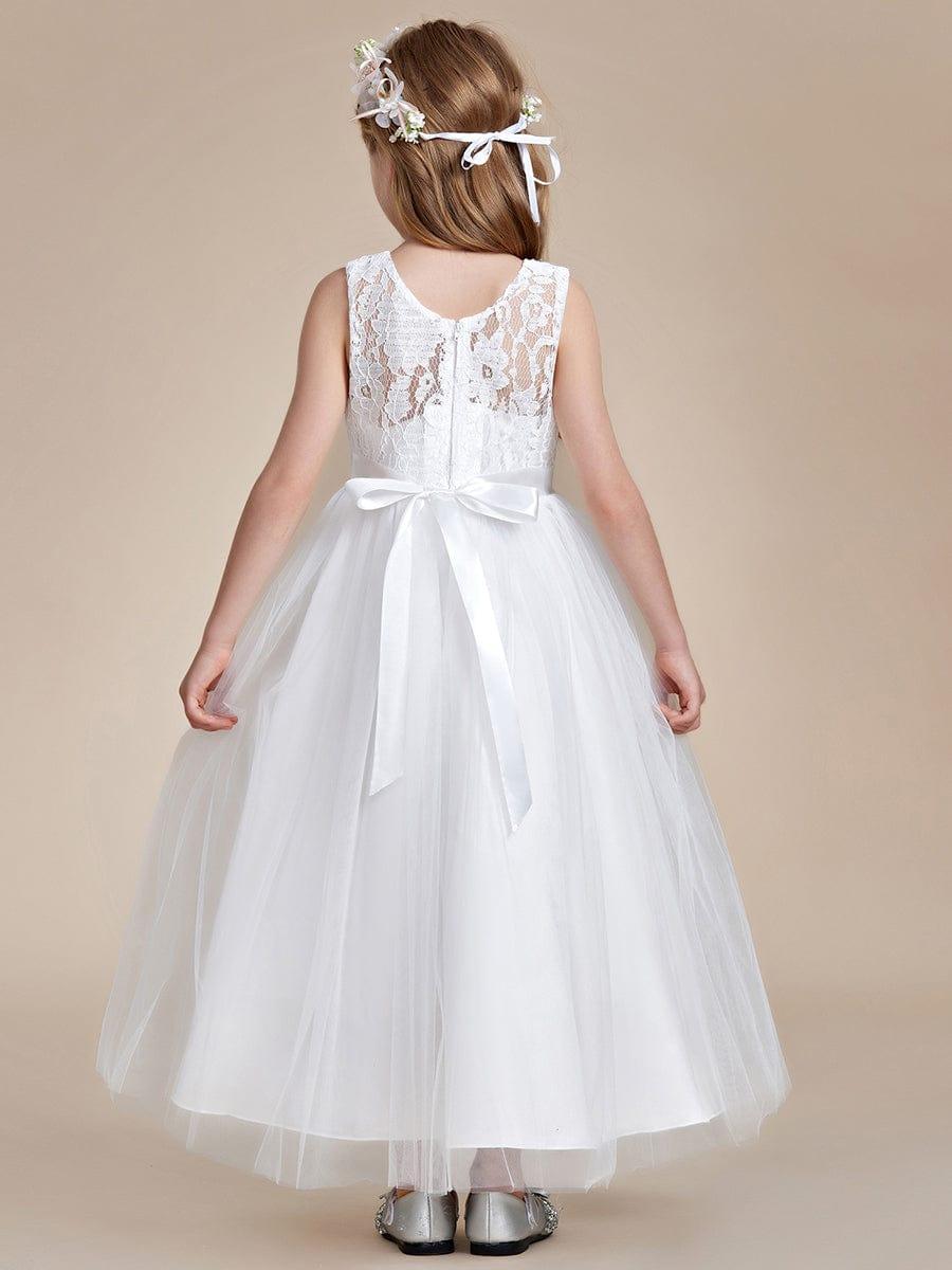 ROSA MAE|Princess Bow Sleeveless Lace Tulle Flower Girl Dress