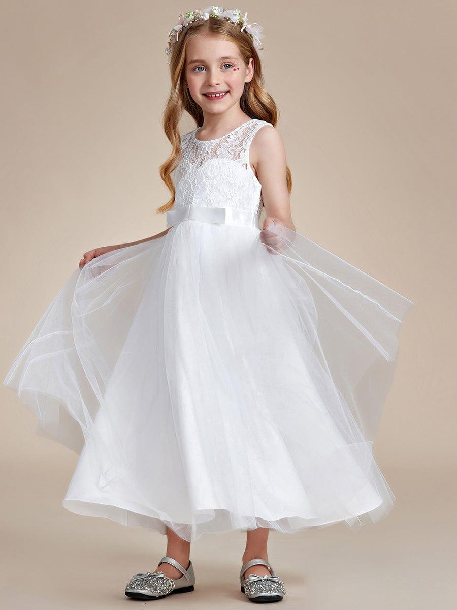 ROSA MAE|Princess Bow Sleeveless Lace Tulle Flower Girl Dress