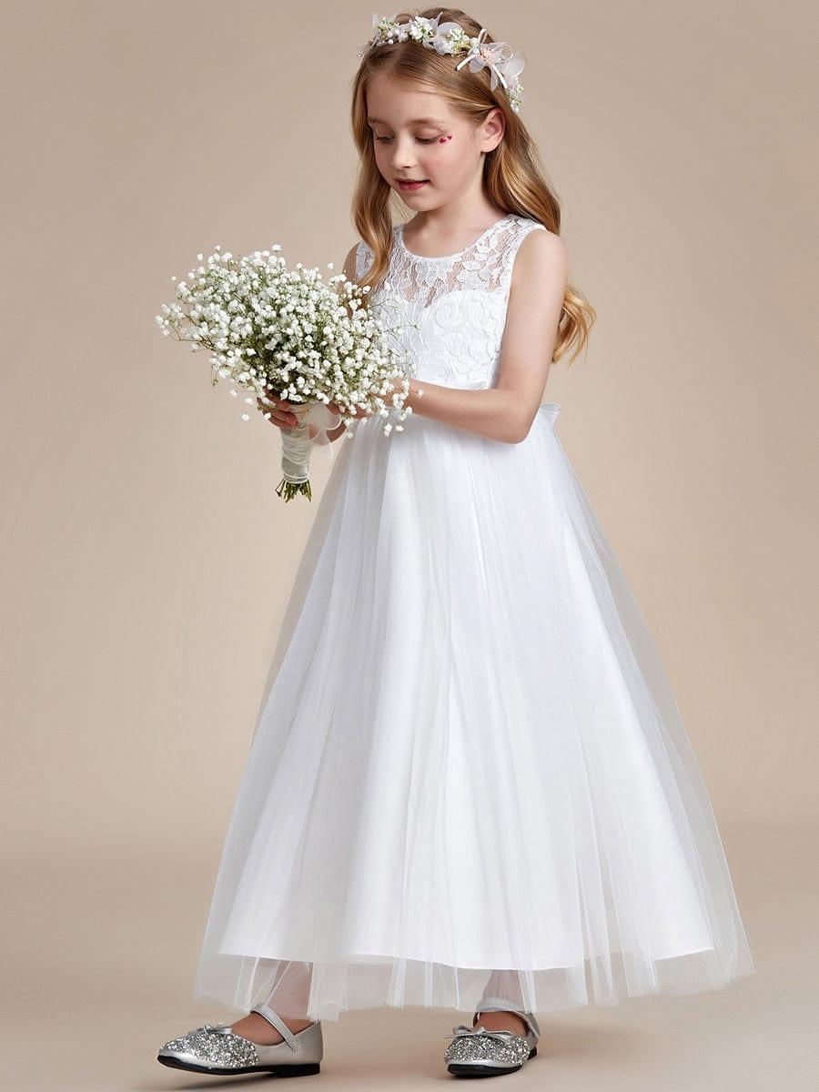 ROSA MAE|Princess Bow Sleeveless Lace Tulle Flower Girl Dress