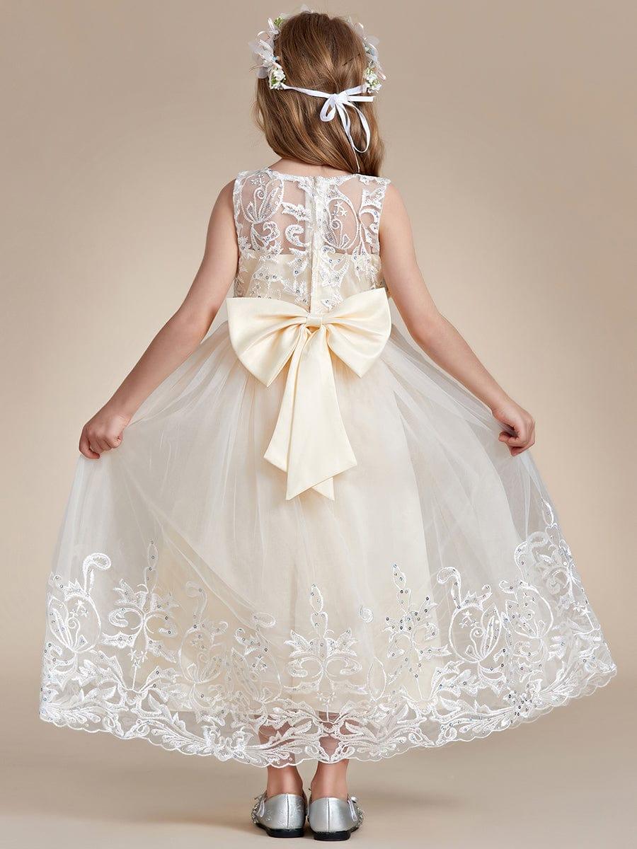 AURIENNA|Gorgeous Applique Princess Dress for Flower Girl with Bowknot