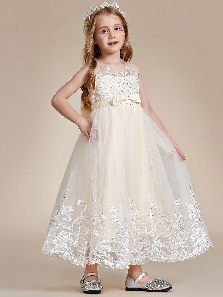 AURIENNA|Gorgeous Applique Princess Dress for Flower Girl with Bowknot