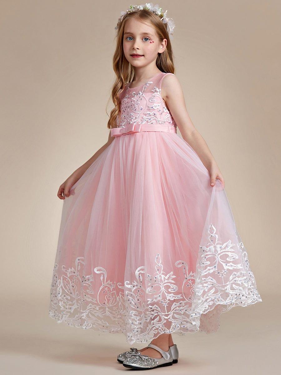 AURIENNA|Gorgeous Applique Princess Dress for Flower Girl with Bowknot