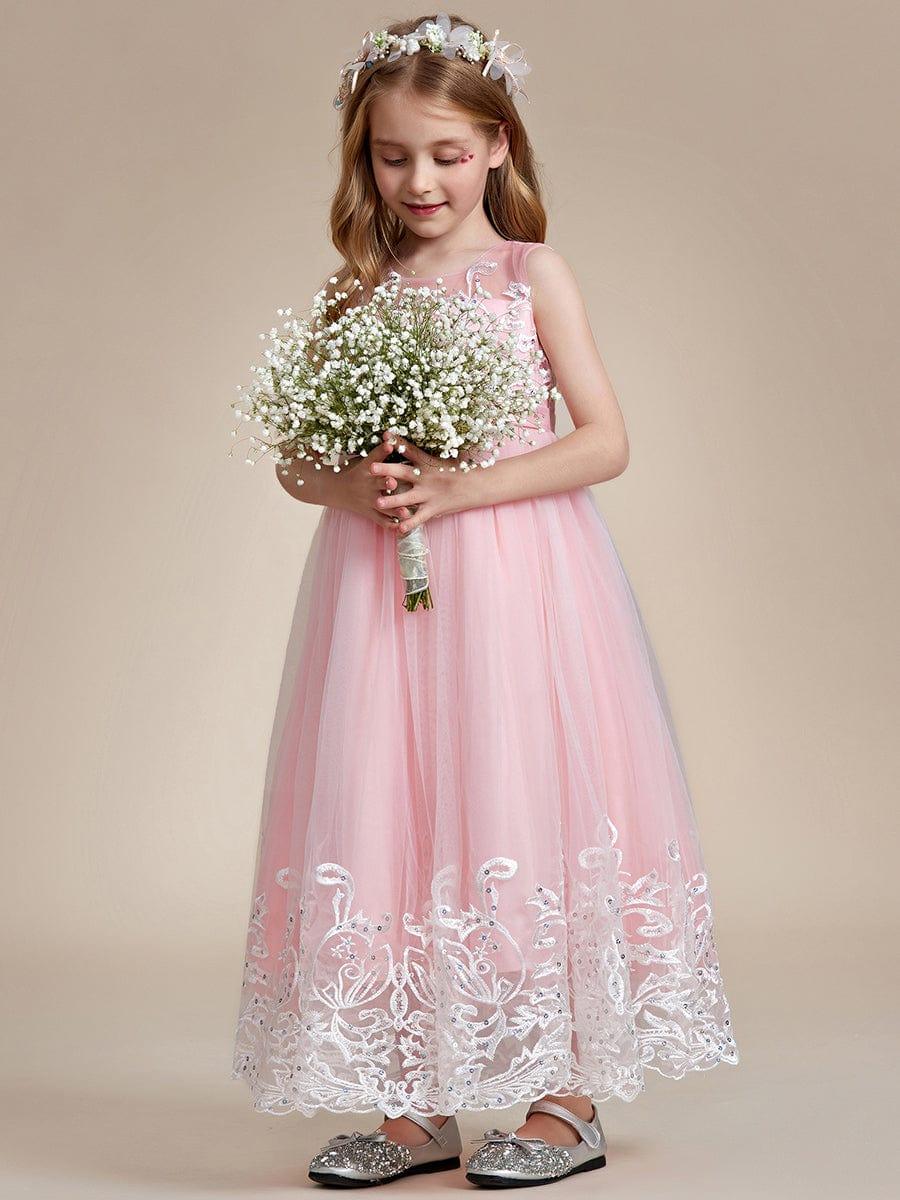 AURIENNA|Gorgeous Applique Princess Dress for Flower Girl with Bowknot