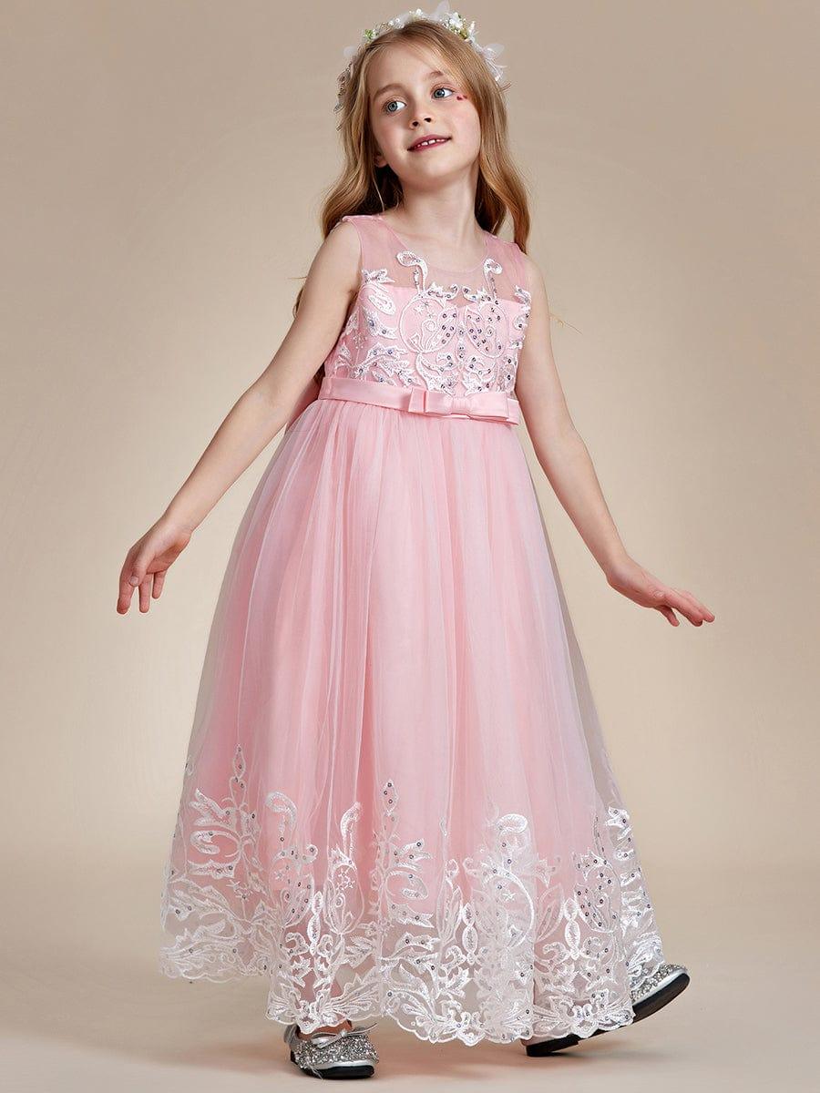 AURIENNA|Gorgeous Applique Princess Dress for Flower Girl with Bowknot