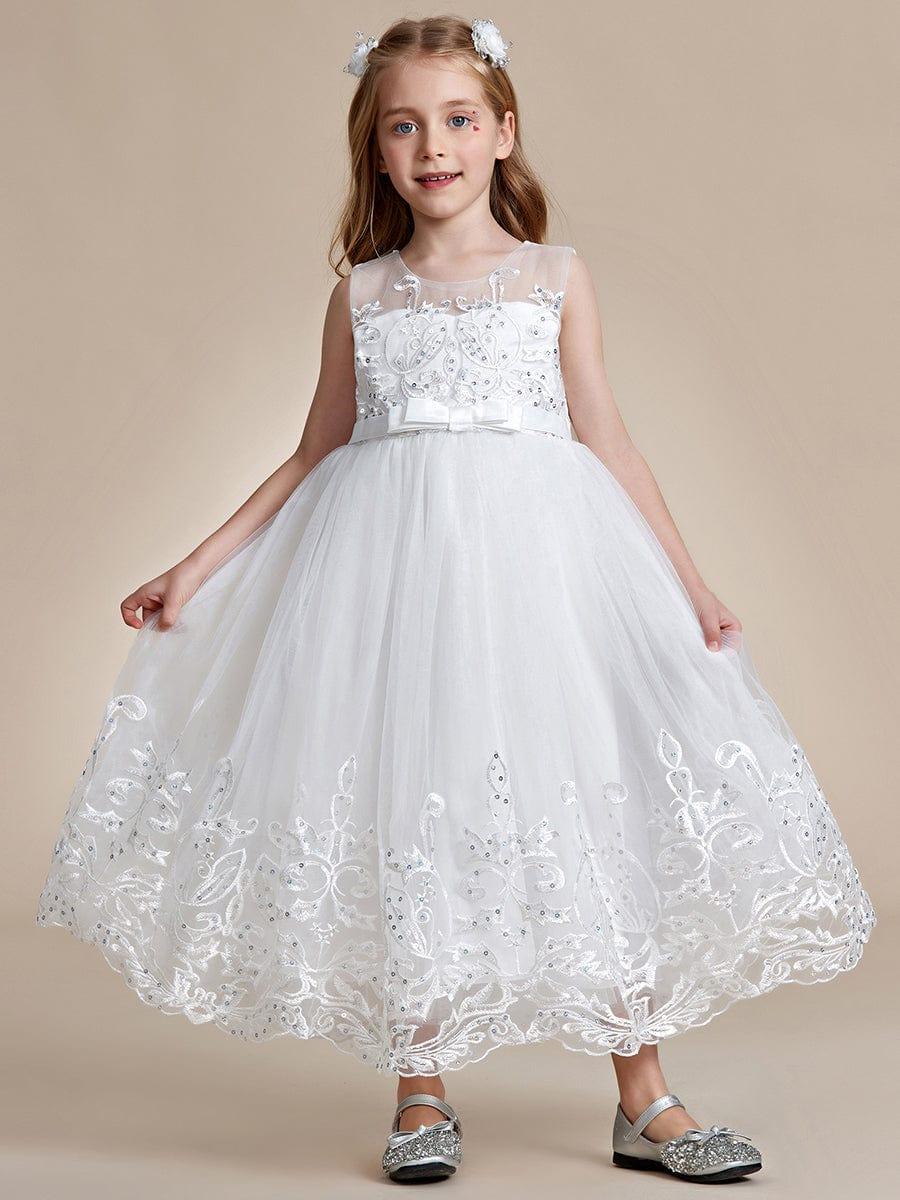 AURIENNA|Gorgeous Applique Princess Dress for Flower Girl with Bowknot
