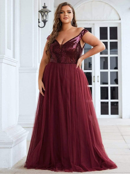 Plus Size Long Sequin Special Occasion Dresses