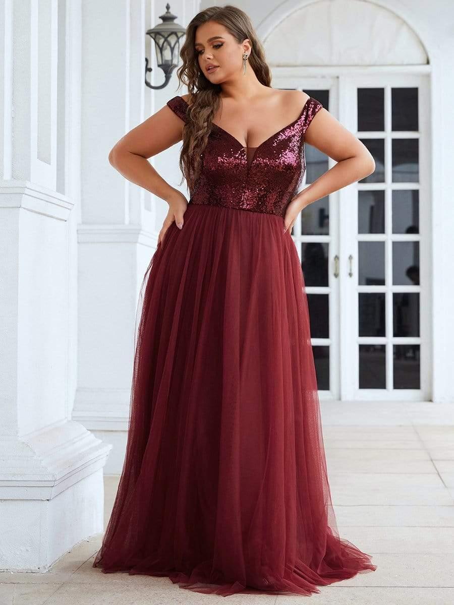 Plus Size Long Sequin Special Occasion Dresses