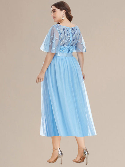 pretty TAYLOR|Plus Size Sequin Leaf Wedding Guest Dress