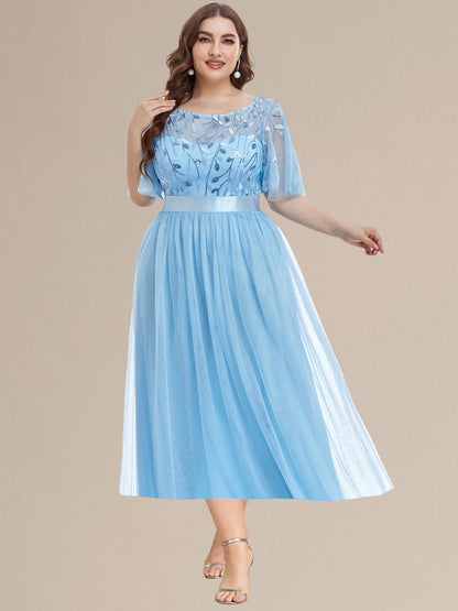 pretty TAYLOR|Plus Size Sequin Leaf Wedding Guest Dress