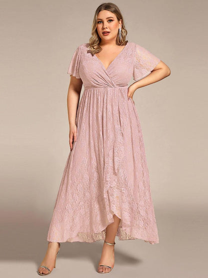 pretty ELISE|Plus Size Ruffled Lace Formal Evening Dress