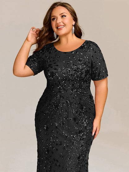ever HAYLEN|Plus Size Sequin Mermaid Mother of the Bride Dress