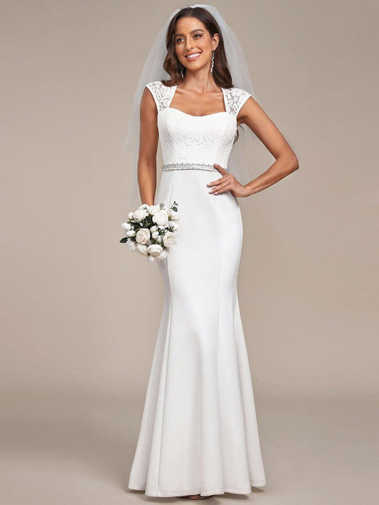 MARSEILLE'S BRIDE|Simple Cap Sleeve Sweetheart Mermaid Style Wedding Dress