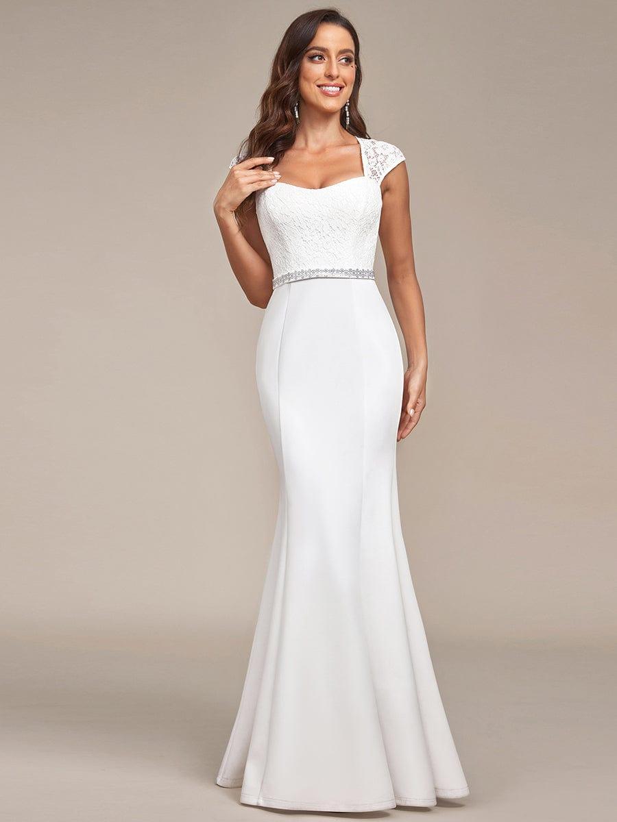 MARSEILLE'S BRIDE|Simple Cap Sleeve Sweetheart Mermaid Style Wedding Dress