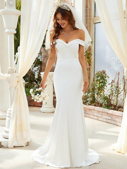 SEOULIS'S BRIDE|Off the Shoulder Mermaid Corset Eloping Dress for Wedding