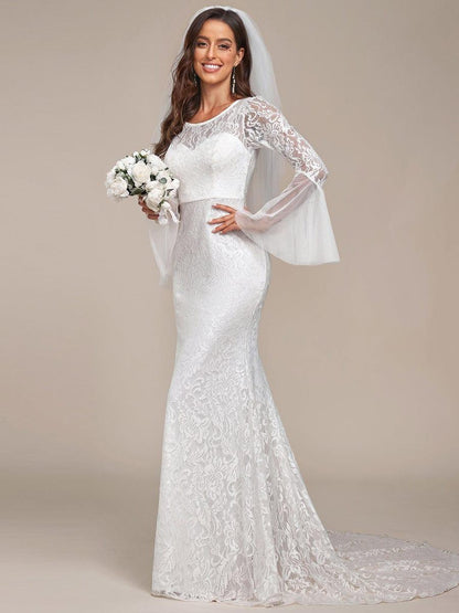 VALENZA'S BRIDE|Sweetheart Long Bell Sleeve Mermaid Wedding Dress