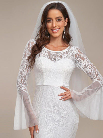 VALENZA'S BRIDE|Sweetheart Long Bell Sleeve Mermaid Wedding Dress