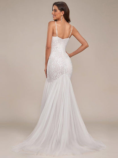 ORCELLA'S BRIDE|Spaghetti Strap Lace Backless Long Fishtail Wedding Dress