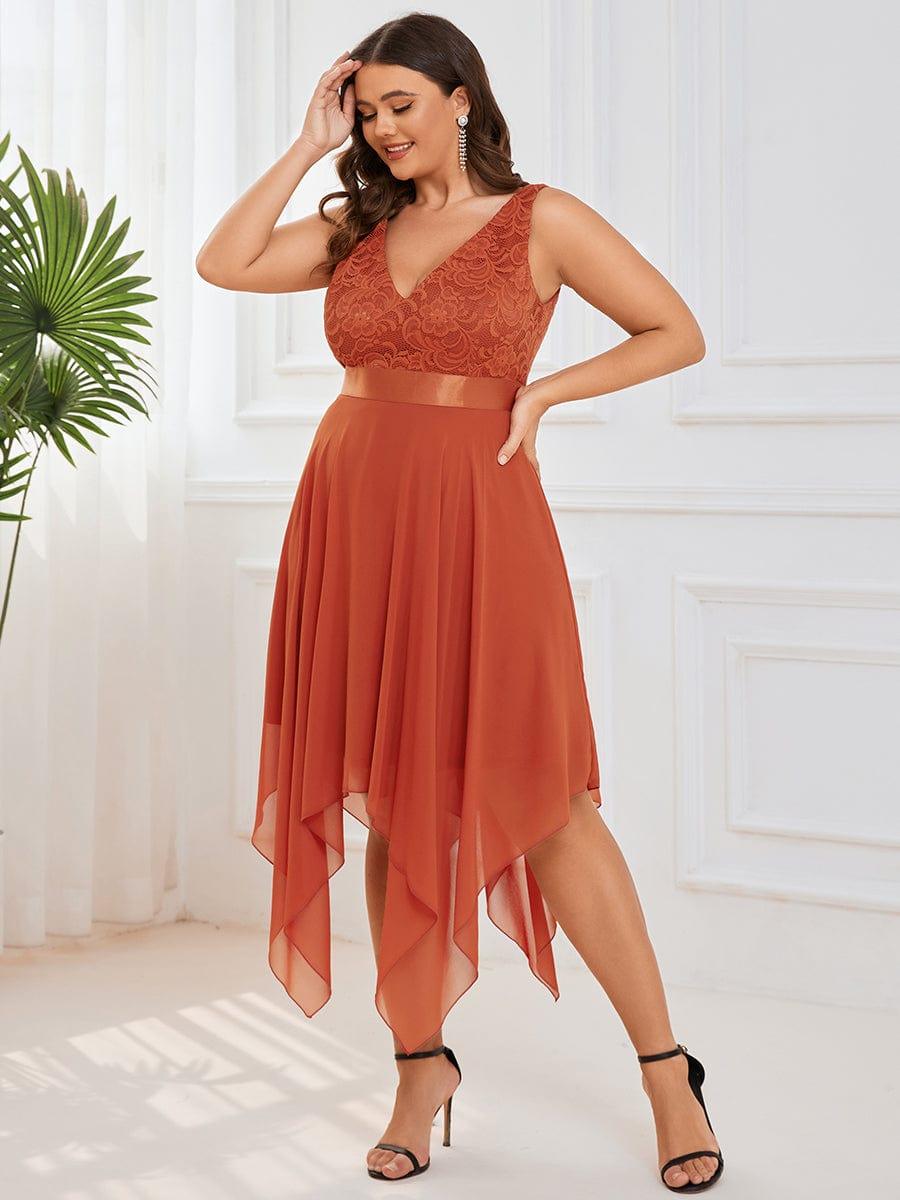 pretty COSTA|Plus Size Stunning V Neck Prom Lace Dress for Women