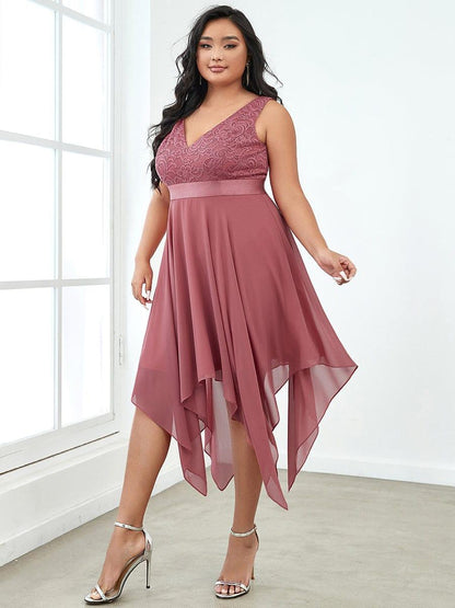 pretty COSTA|Plus Size Stunning V Neck Prom Lace Dress for Women