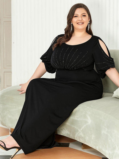 pretty VICOTIRE|Simple Plus Size Bodycon Maxi Mermaid Wedding Guest Dress