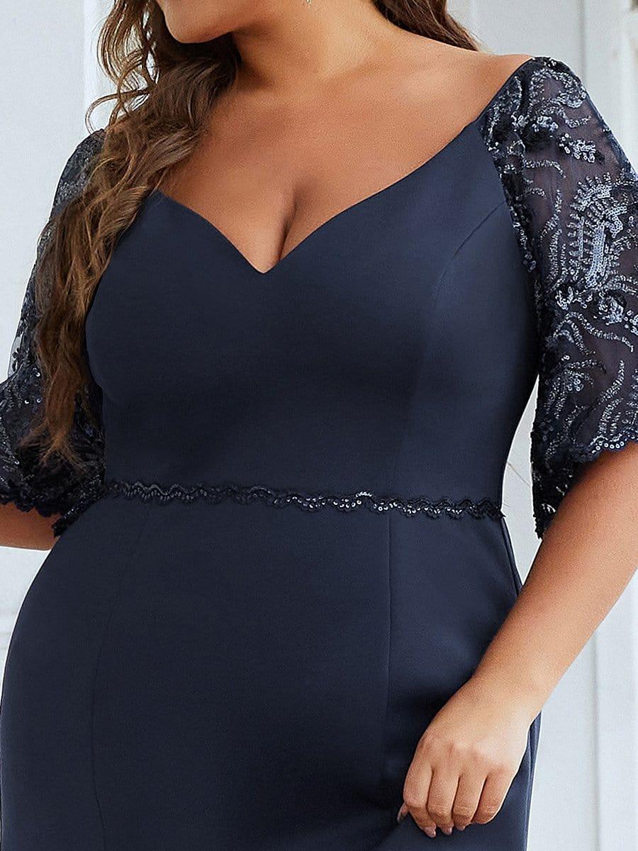 ever SLOANE|Sexy V Neck Maxi Bodycon Mother of the Bride Dress
