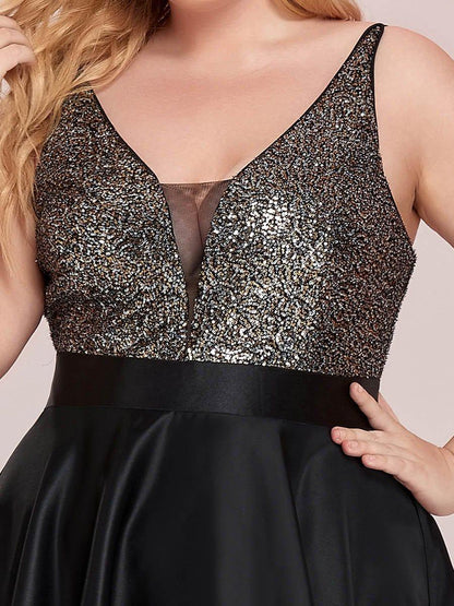 pretty ALYNA|High Low Sleeveless Plus Size Dresses With Sequin for Evening