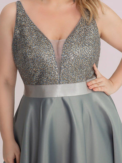 pretty ALYNA|High Low Sleeveless Plus Size Dresses With Sequin for Evening