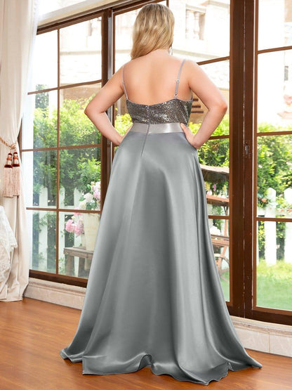 pretty ALYNA|High Low Sleeveless Plus Size Dresses With Sequin for Evening