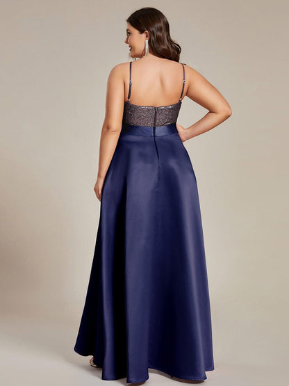pretty ALYNA|High Low Sleeveless Plus Size Dresses With Sequin for Evening