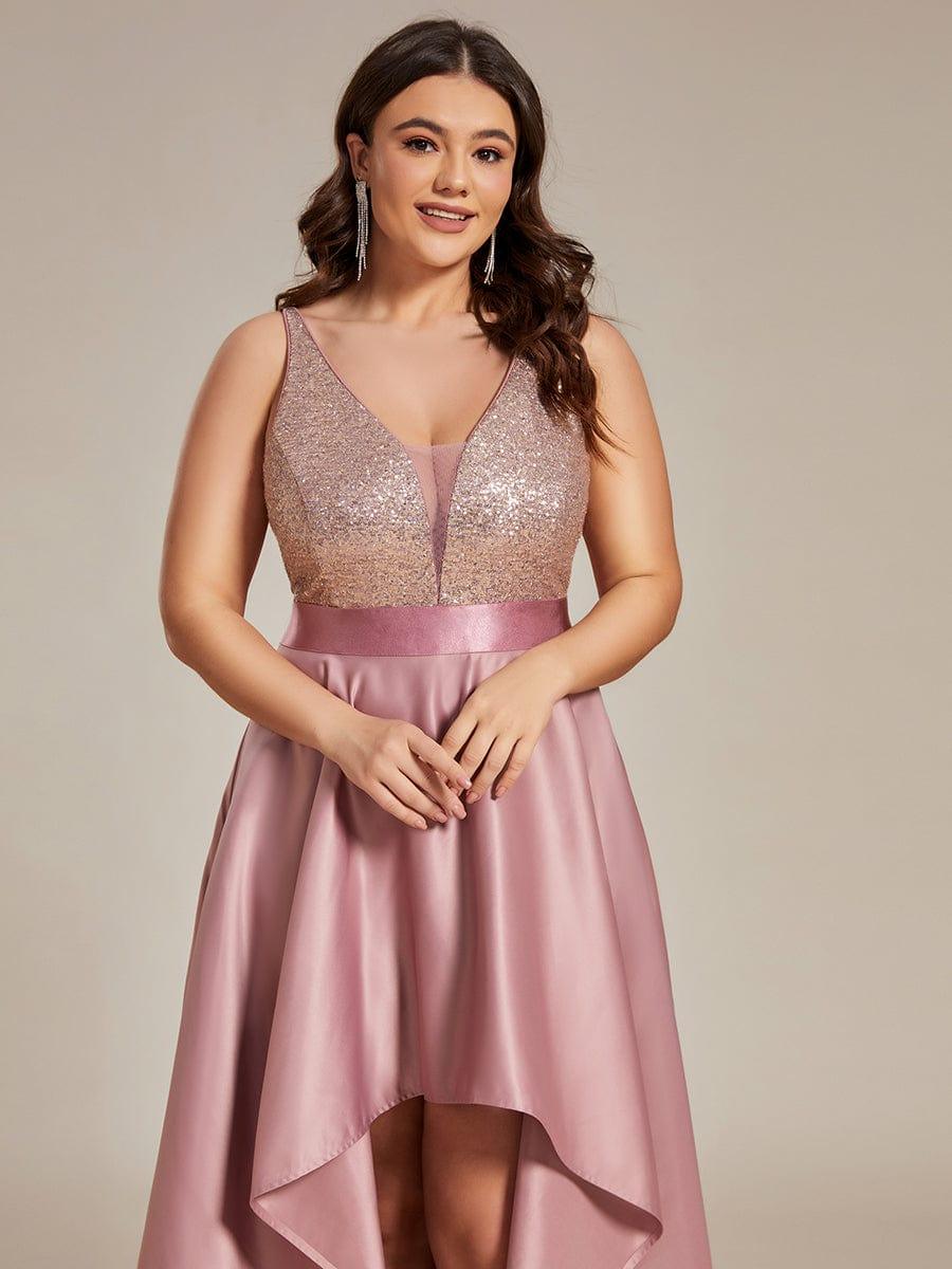 pretty ALYNA|High Low Sleeveless Plus Size Dresses With Sequin for Evening