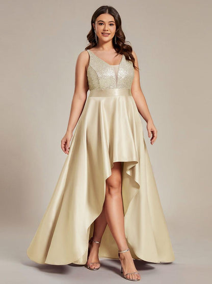 pretty ALYNA|High Low Sleeveless Plus Size Dresses With Sequin for Evening