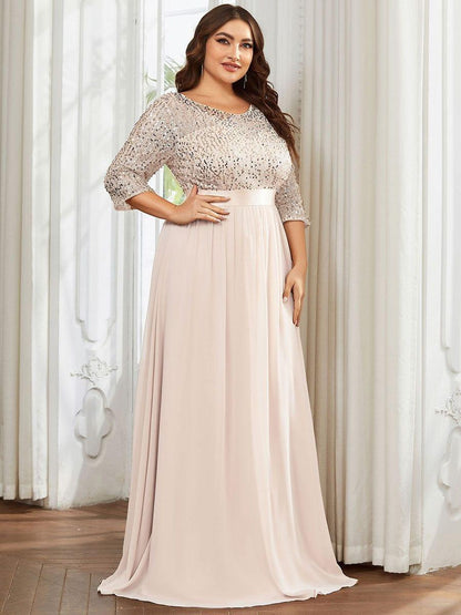 pretty FLORENCE|Plus Size Women's Long Chiffon & Sequin Evening Dresses for Mother of the Bride
