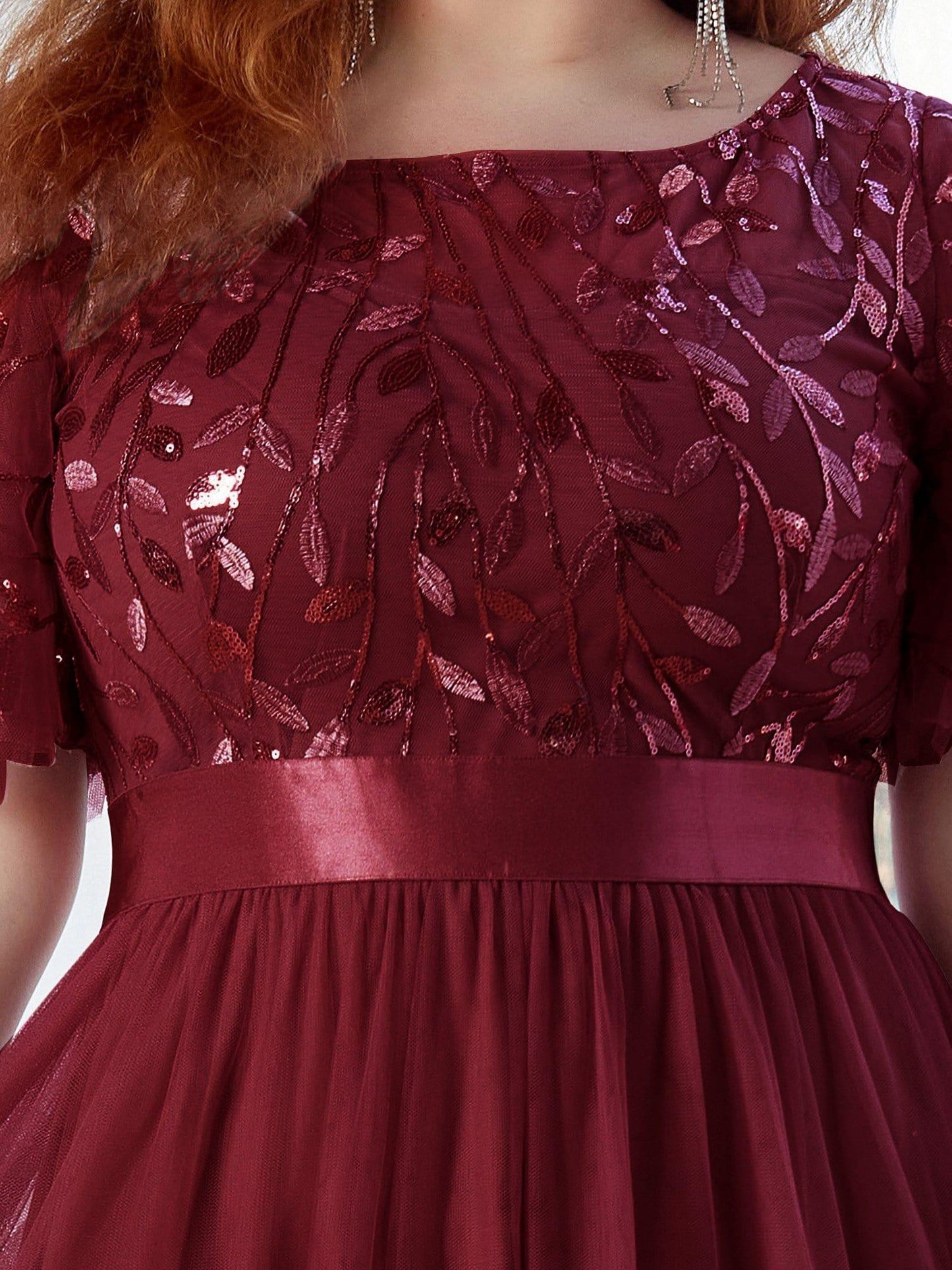 pretty SAPHIR|Plus Size Sequin Bodice Long Formal Evening Dresses