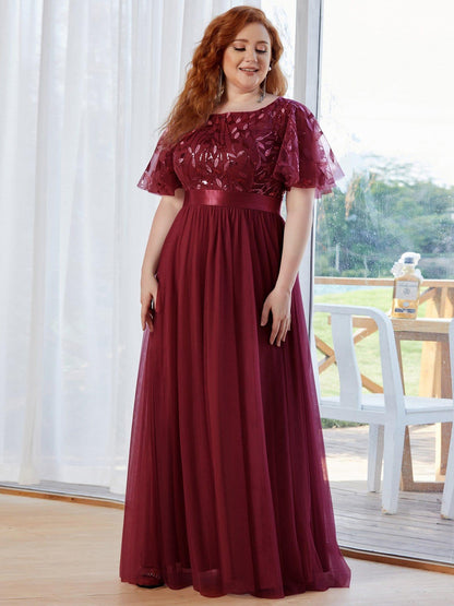 pretty SAPHIR|Plus Size Sequin Bodice Long Formal Evening Dresses