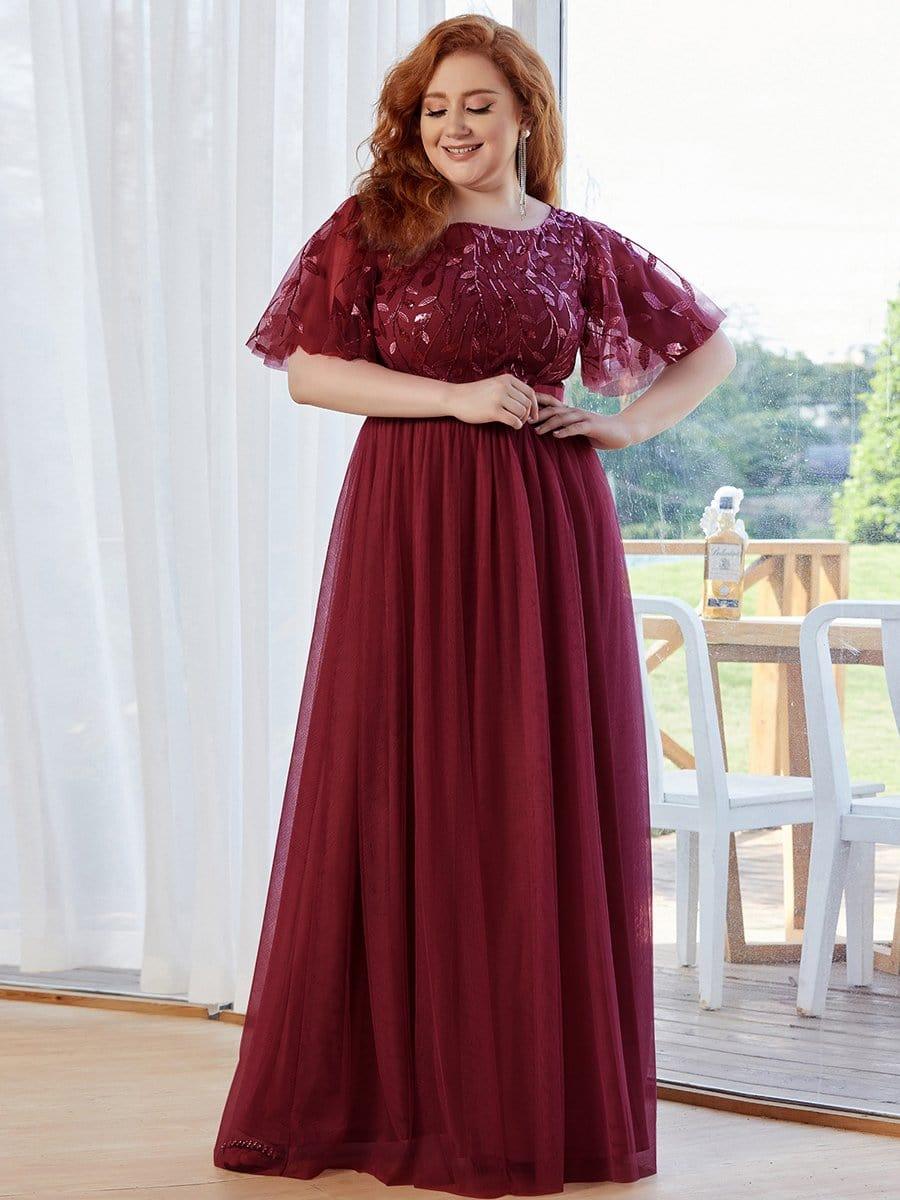pretty SAPHIR|Plus Size Sequin Bodice Long Formal Evening Dresses