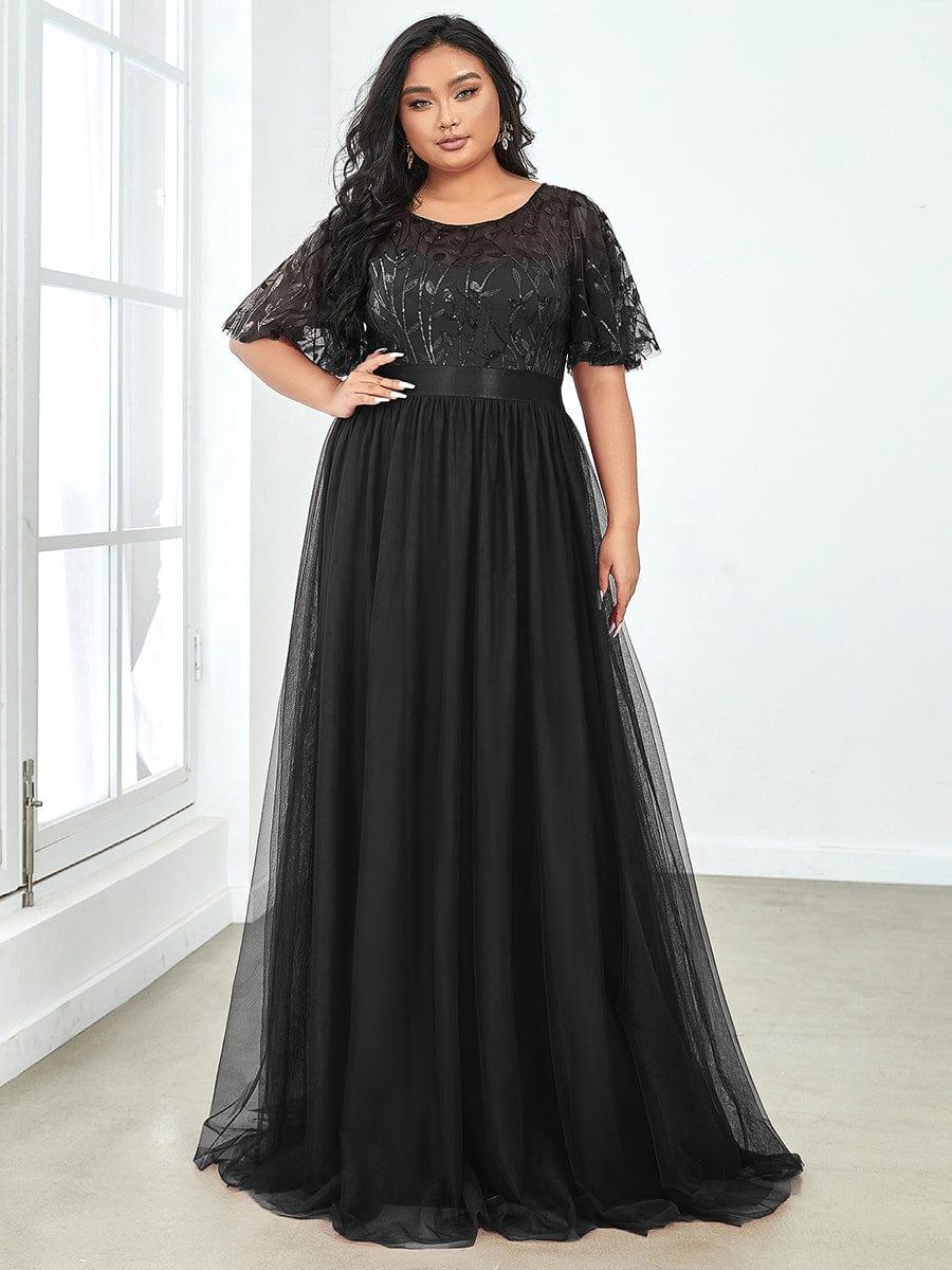 pretty SAPHIR|Plus Size Sequin Bodice Long Formal Evening Dresses