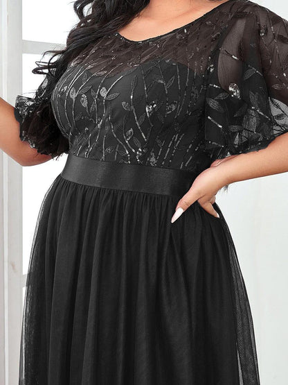 pretty SAPHIR|Plus Size Sequin Bodice Long Formal Evening Dresses